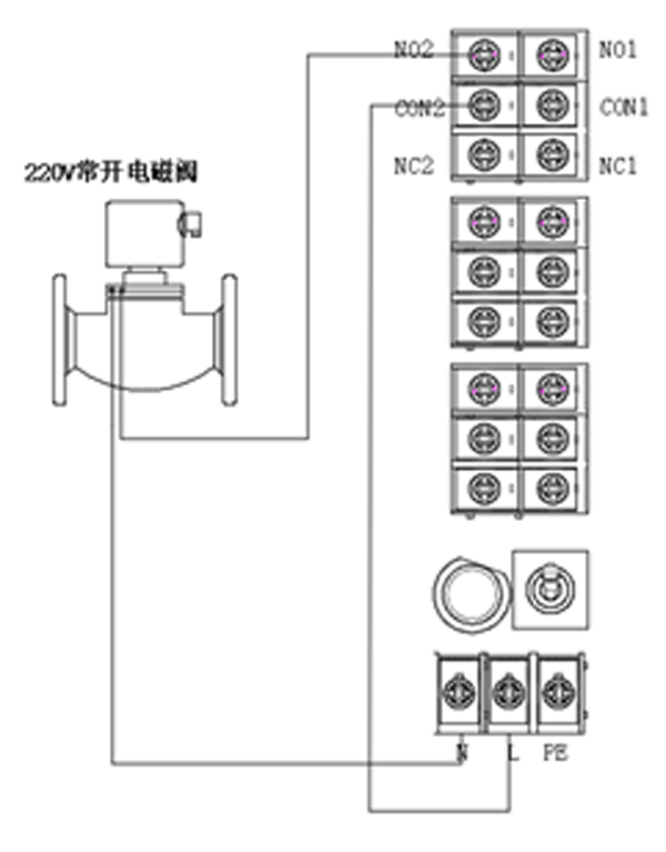 RBK-1080控制器接220V常开电磁阀